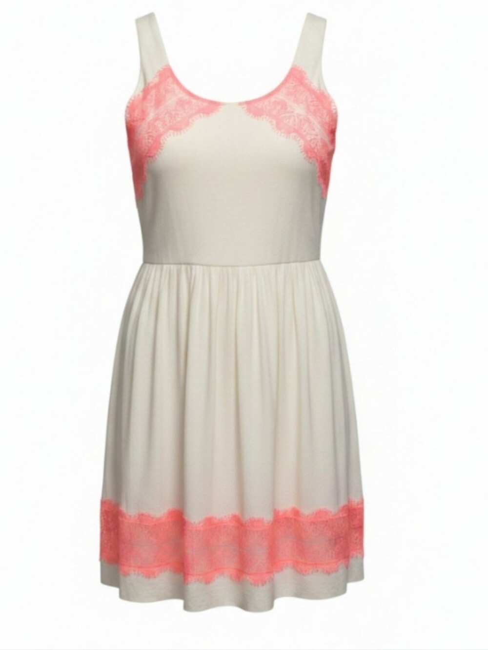 Free People Alabaster Georgia Ivory and Coral Lace Dress Size 10